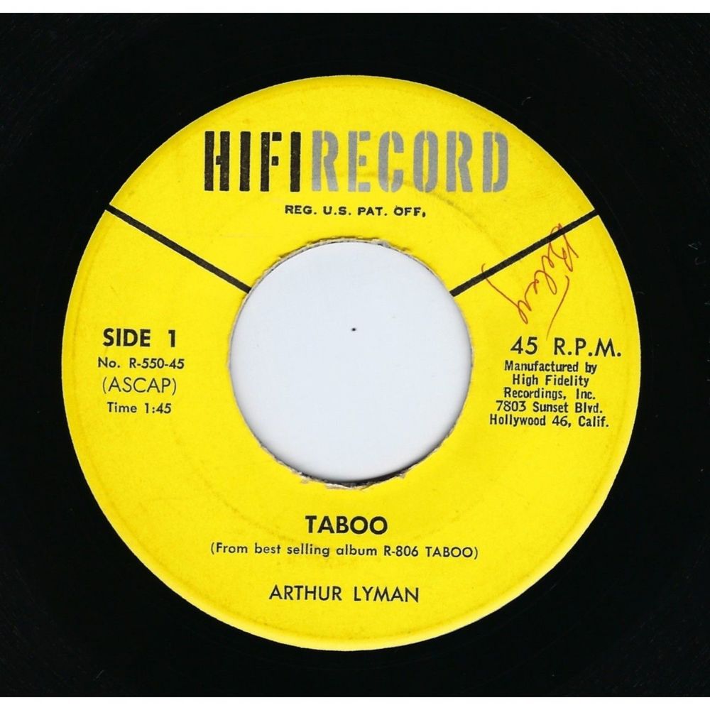 Arthur Lyman 45 Taboo / Dahil Sayo on HiFi VG+ Jazz Space Age